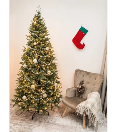 Choinka sztuczna PE01 220 cm zielona z metalowym stojakiem  jasnozielona silikonowa