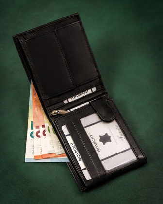 Duzy skorzany portfel meski z systemem RFID Protect