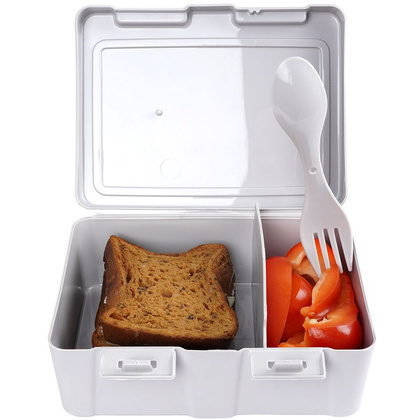 Pojemnik śniadaniowy z przegrodą i sztućcami / lunchbox śniadaniówka sport 1 l