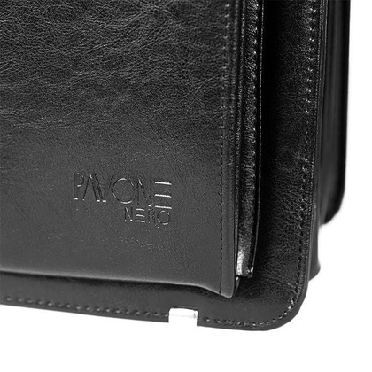 Skórzana teczka męska na laptopa ramię czarna - Pavone Nero Bolzano 2256 BL