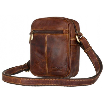 Skorzana saszetka listonoszka meska na ramie