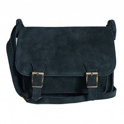 Zamszowa listonoszka ,chlebak  Vera Pelle ,pojemna przewieszka A5 Zielona  VPZ435V