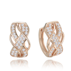 MINET Luksusowe Rosegold srebrne kolczyki kółka z białymi cyrkoniami