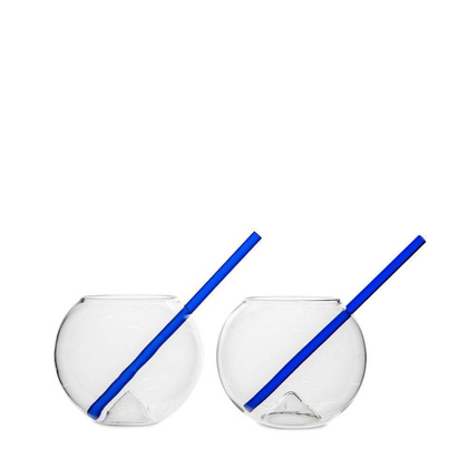 Szklanka Ze Słomką 2-Pak 5267800713 Clear/Blue