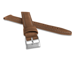 LAVVU Wyściełany brązowy szyty pasek CLASSIC z luksusowej skóry Top Grain - 18