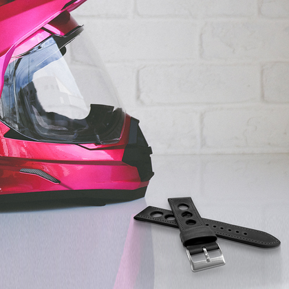 LAVVU Perforowany czarny szyty pasek VINTAGE z luksusowej skóry Top Grain - 22