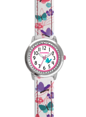 CLOCKODILE Biały zegarek dla dziewczynek MOTYL