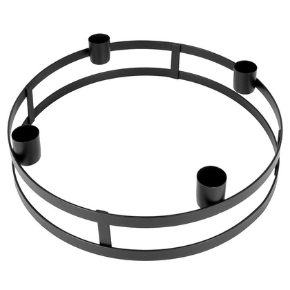 Świecznik na 4 długie świeczki okrągły metalowy czarny 25,5 cm