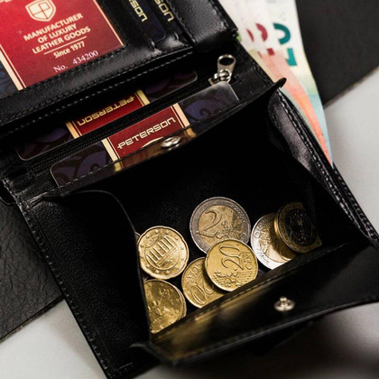 Portfel męski skórzany Peterson PTN 324Z-PR 2-1-1 czarny