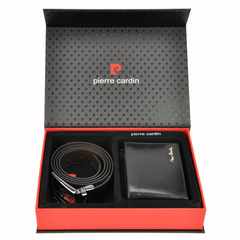 PIERRE CARDIN Zestaw prezentowy Męski Portfel + Pasek ZG-71 125 Czarny