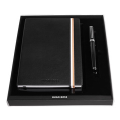 Zestaw upominkowy HUGO BOSS pióro wieczne i notes A5 - HNH321AL + HSN2542A