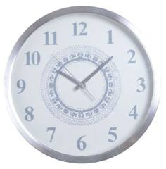 Zegar biało-srebrny z wzorem