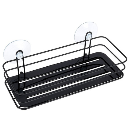 Półka łazienkowa pod prysznic na przyssawki prostokątna czarna