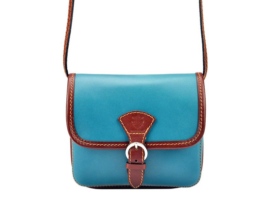 Torebka damska skórzana KEMER 112 pomarańczowy + granat