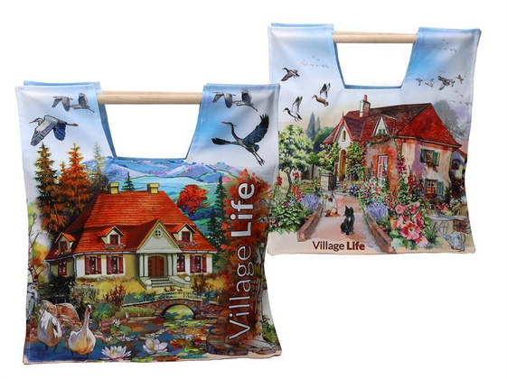 Torba z drewnianym uchwytem - Village Life (CARMANI)