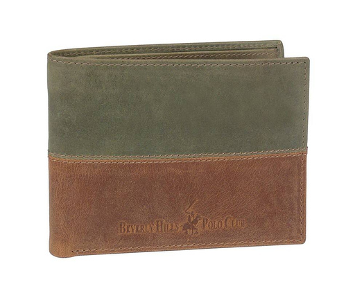 BH-260 OKLAHOMA Portfel męski skórzany Zielono Brązowy