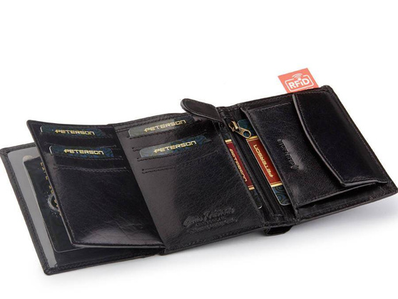 Pionowy portfel męski ze skóry naturalnej RFID