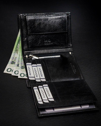 Skórzany portfel męski z RFID Rovicky Czarny
