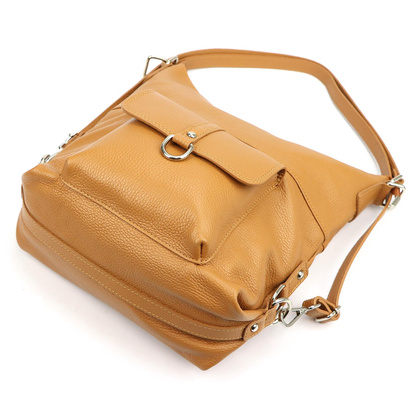 Skórzana torebka shopperka, worek, mieści a4 