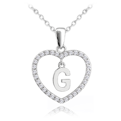 MINET Srebrny naszyjnik litera w sercu „G” z cyrkoniami