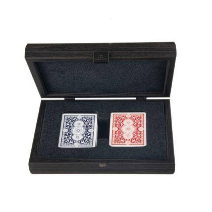 Ekskluzywne karty do gry w drewnianym pudle pokrytym materiałem skóropodobnym CDE10