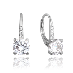 MINET Eleganckie kolczyki srebrne z białą cyrkonią