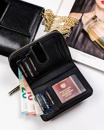 Mały skórzany portfel damski rfid