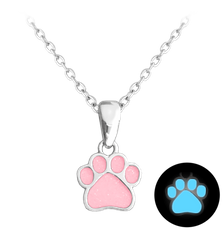 MINET Naszyjnik świecący srebrny ŁAPA