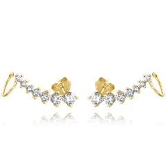 MINET Pozłacane kolczyki srebrne z białymi cyrkoniami