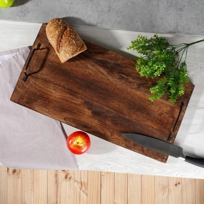 Deska do krojenia z uchwytami drewniana / taca do serwowania 56x29,5 cm