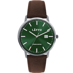 LAVVU Zielony zegarek męski z szafirowym szkłem Copenhagen Titanium Green