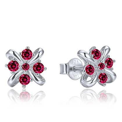 MINET Eleganckie srebrne kolczyki z różowymi cyrkoniami