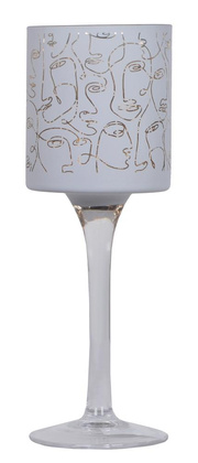 Kielich szklany w twarze biały niski