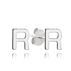 MINET Srebrne kolczyki litera "R"
