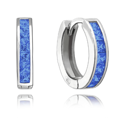 MINET Błyszczące kolczyki srebrne z granatowymi cyrkoniami