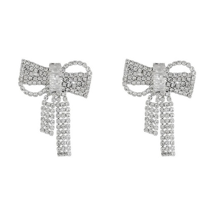 KOLCZYKI Długie Ozdobne cyrkonie KOKARDY K1693