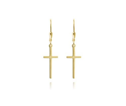 MINET Kolczyki srebrne pozłacane KRZYŻ