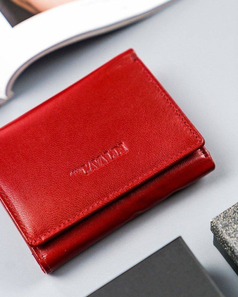 Mały, poziomy portfel damski ze skóry naturalnej, z ochroną RFID