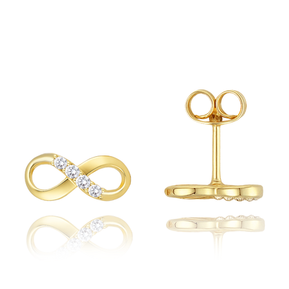 MINET Złote kolczyki nieskończoność z białymi cyrkoniami Au 585/1000 1,05g