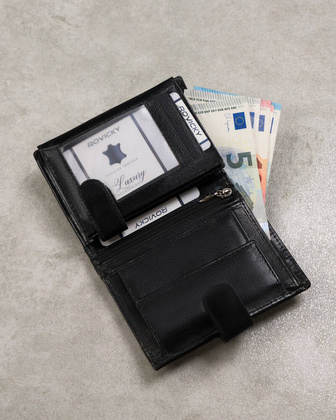 Duzy skorzany portfel meski z systemem RFID Protect