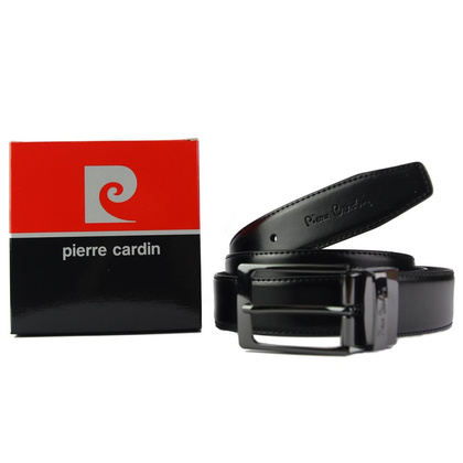Klasyczny pasek męski Pierre Cardin FWJX5 DOUBLE BLACK-BROWN 