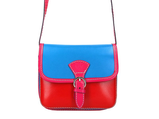 Torebka damska skórzana KEMER 112 pomarańczowy + granat