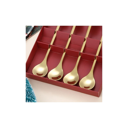 Zestaw łyżeczek ze świątecznymi figurkami, 4szt w pudełku, złote 16,8 x 2,8cm LYZ4