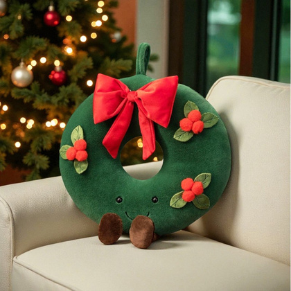Poduszka w kształcie Świątecznej Girlandy Wieniec, piękna welurowa 45 cm PDS18