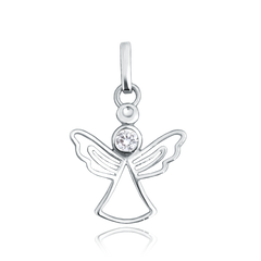 MINET Wisiorek z białego złota anioł z białą cyrkonią Au 585/1000 0,45g