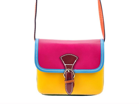 Torebka damska skórzana KEMER 112 pomarańczowy + granat