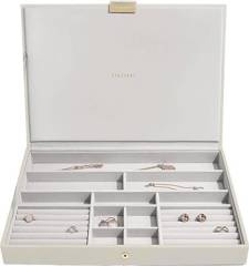 Szkatułka na biżuterię Stackers supersize jasnobeżowa z pokrywką