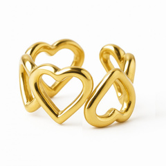 Pierścionek stal chirurgiczna platerowana złotem regulowany SERCA PST942