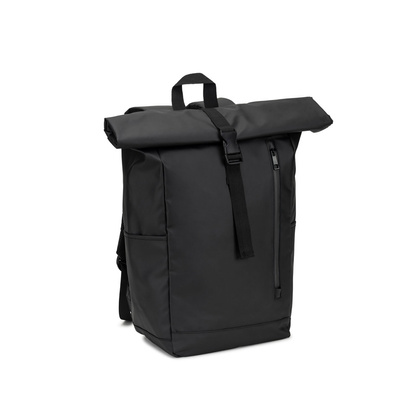 OSASCO BPACK. Plecak typu roll top z zamkiem błyskawicznym, który umożliwia zwinięcie górnej części w celu dopasowania do objętości plecaka, wykonany z poliestru 600D z recyklingu