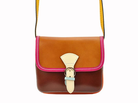 Torebka damska skórzana KEMER 112 pomarańczowy + granat